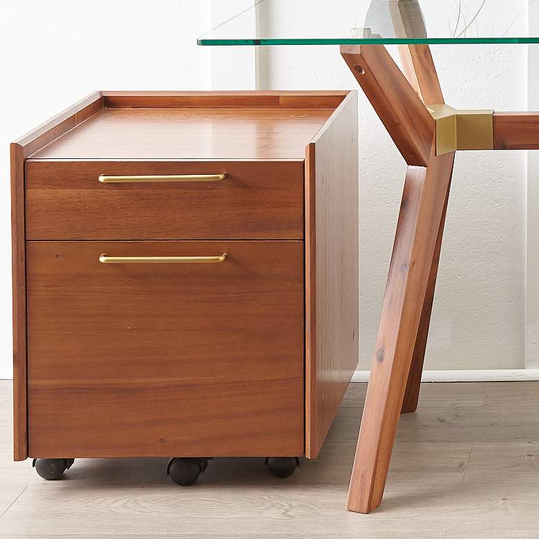 Image 1 Denali 22" Wide Walnut Wood 2-Drawer Mobile Pedestal