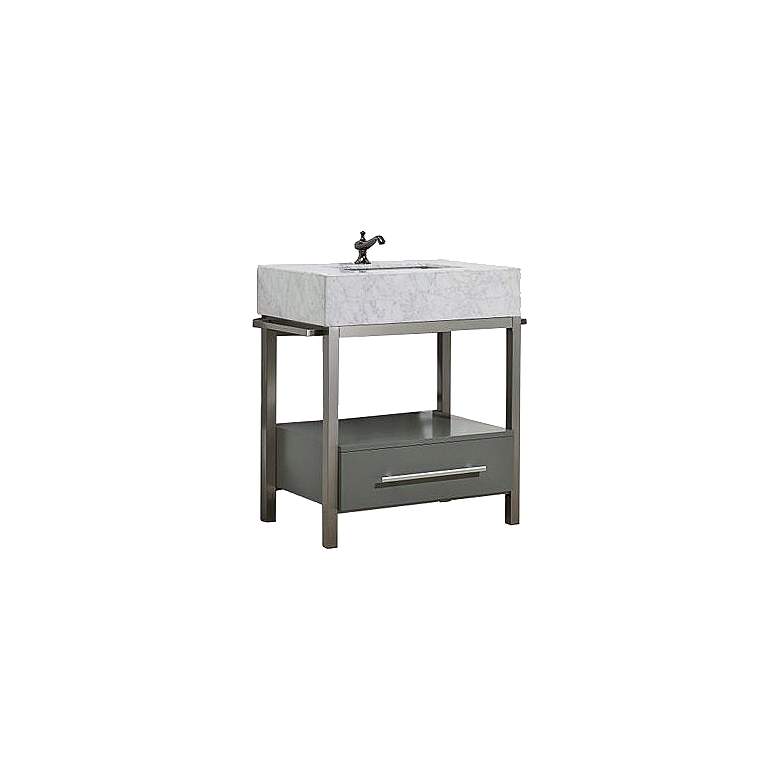 Image 1 Denali 30 inch White Carrera and Gray Single Sink Vanity