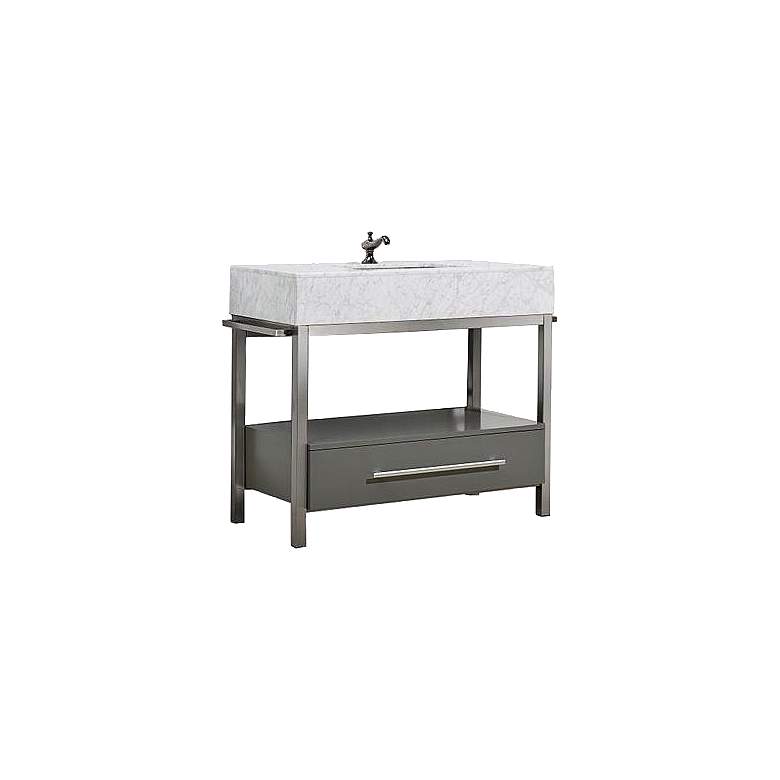 Image 1 Denali 40 inch White Carrera and Gray Single Sink Vanity