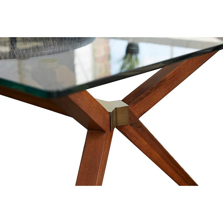 Image 5 Denali 51" Wide Walnut Wood Coffee Table with Glass Top more views
