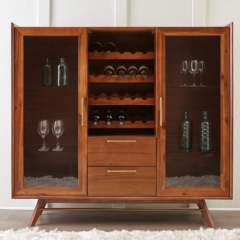 Image 1 Denali 59" Wide Walnut Wood 2-Door 2-Drawer Wine Buffet