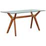 Denali 63" Wide Walnut Wood Desk with Glass Top