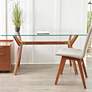 Denali 63" Wide Walnut Wood Desk with Glass Top