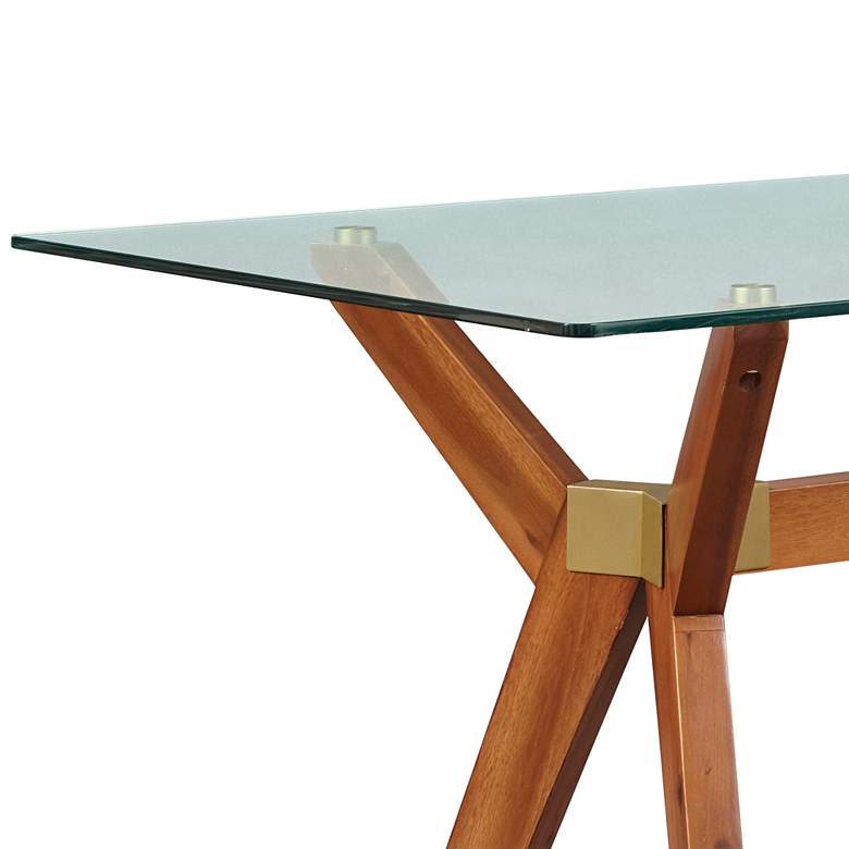 Image 3 Denali 63" Wide Walnut Wood Desk with Glass Top more views