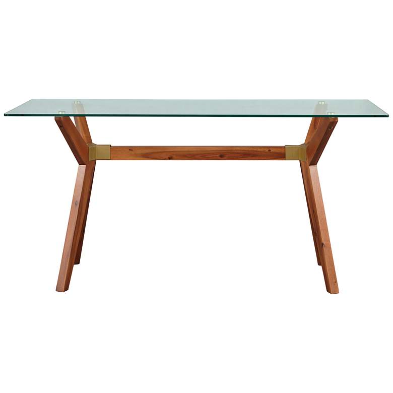 Image 7 Denali 63 inch Wide Walnut Wood Desk with Glass Top more views
