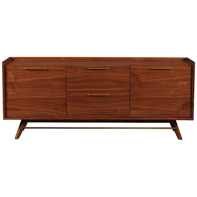 Image 2 Denali 71" Wide Walnut Wood 3-Section Modern Sideboard