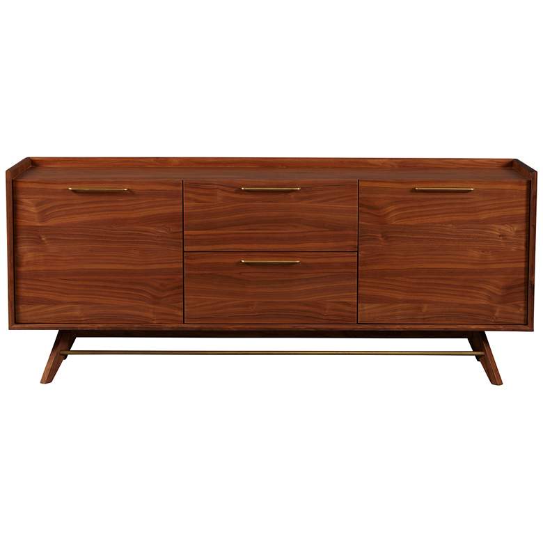 Image 2 Denali 71 inch Wide Walnut Wood 3-Section Modern Sideboard