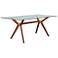 Denali 75" Wide Walnut Wood Dining Table with Glass Top