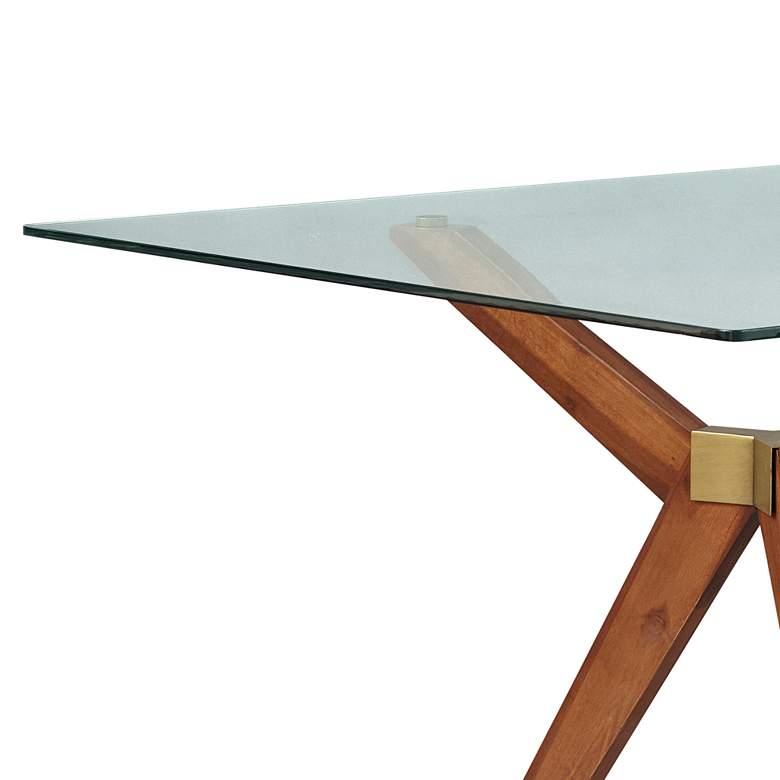 Image 2 Denali 75" Wide Walnut Wood Dining Table with Glass Top more views