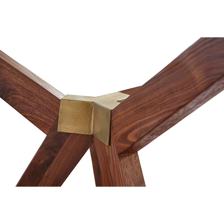 Image 4 Denali 75" Wide Walnut Wood Dining Table with Glass Top more views