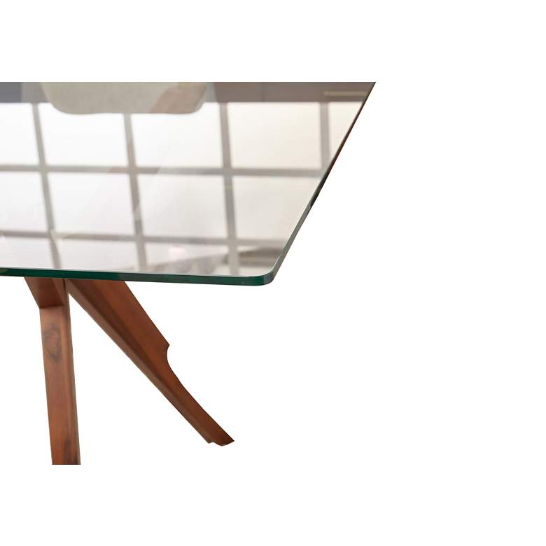 Image 5 Denali 75" Wide Walnut Wood Dining Table with Glass Top more views