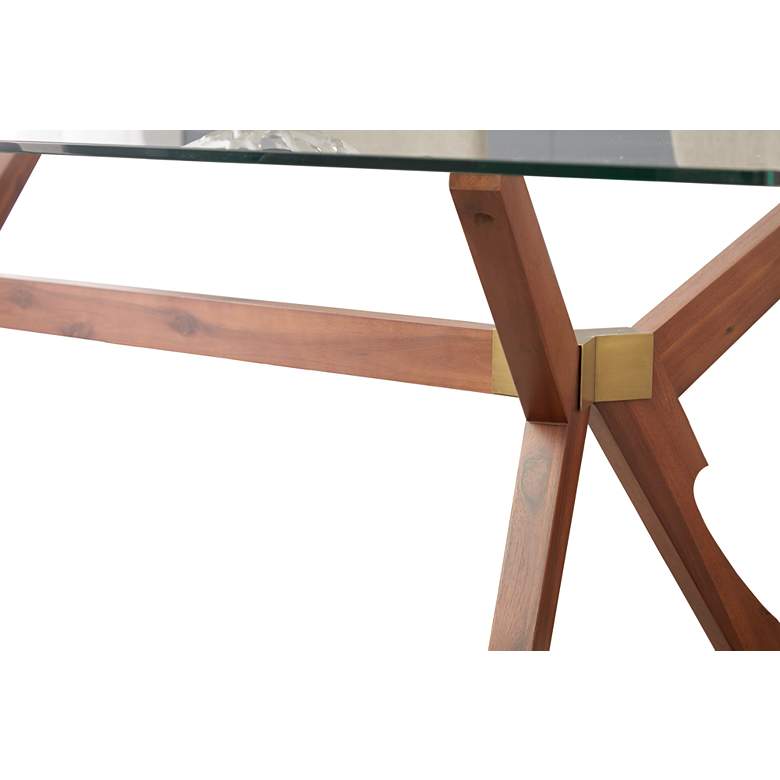 Image 7 Denali 75" Wide Walnut Wood Dining Table with Glass Top more views
