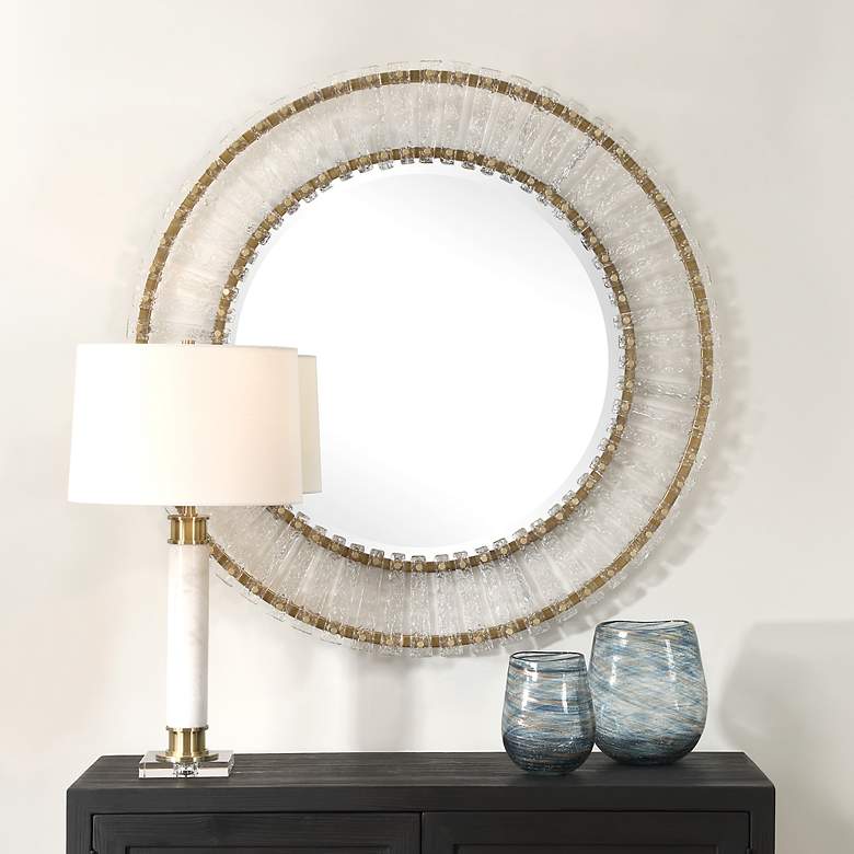 Image 1 Denali Brushed Gold 40.5" Round Wall Mirror