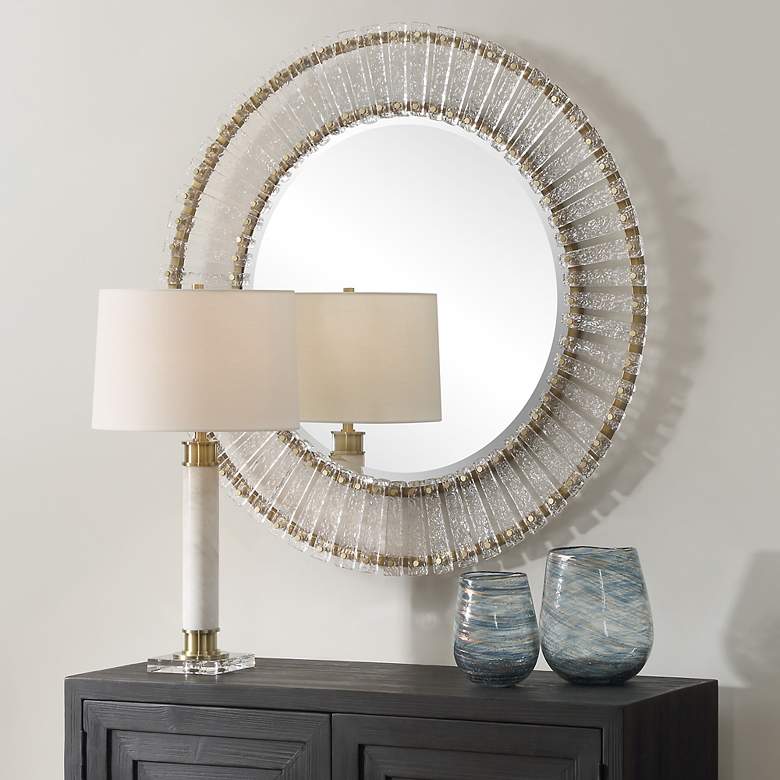 Image 3 Denali Brushed Gold 40.5" Round Wall Mirror more views