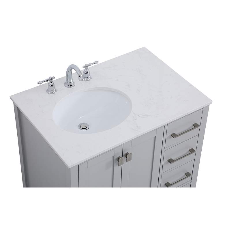 Image 6 Denby 32 inch Wide Gray 5-Drawer Single Sink Bathroom Vanity more views