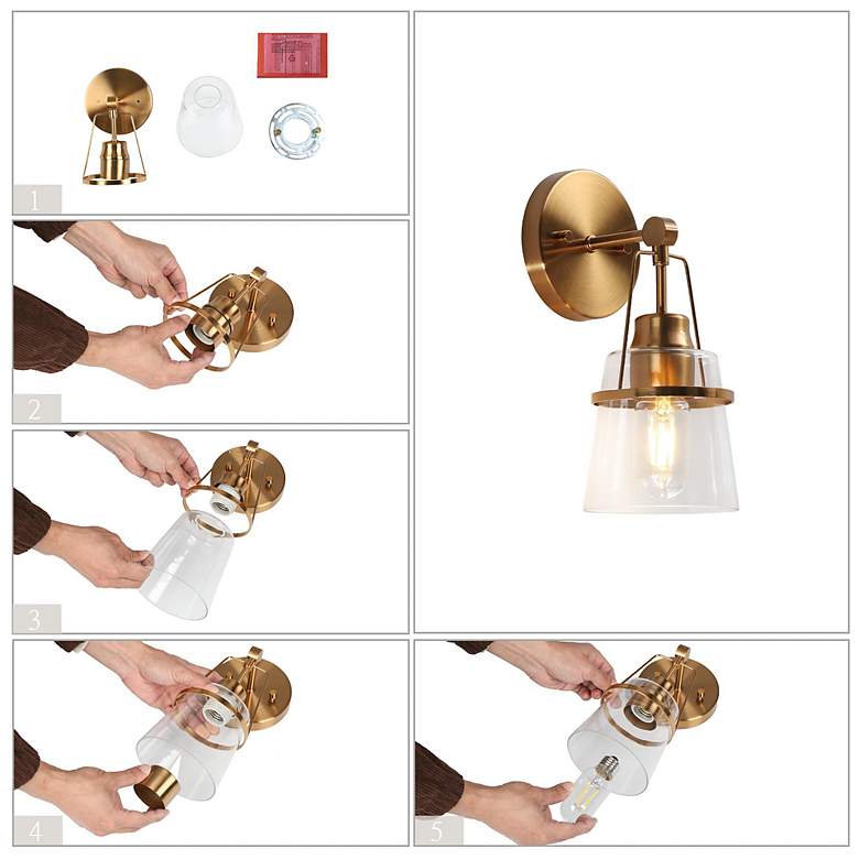 Image 6 Dendro 1-Light 4.7" Wide Brass Bath Light more views