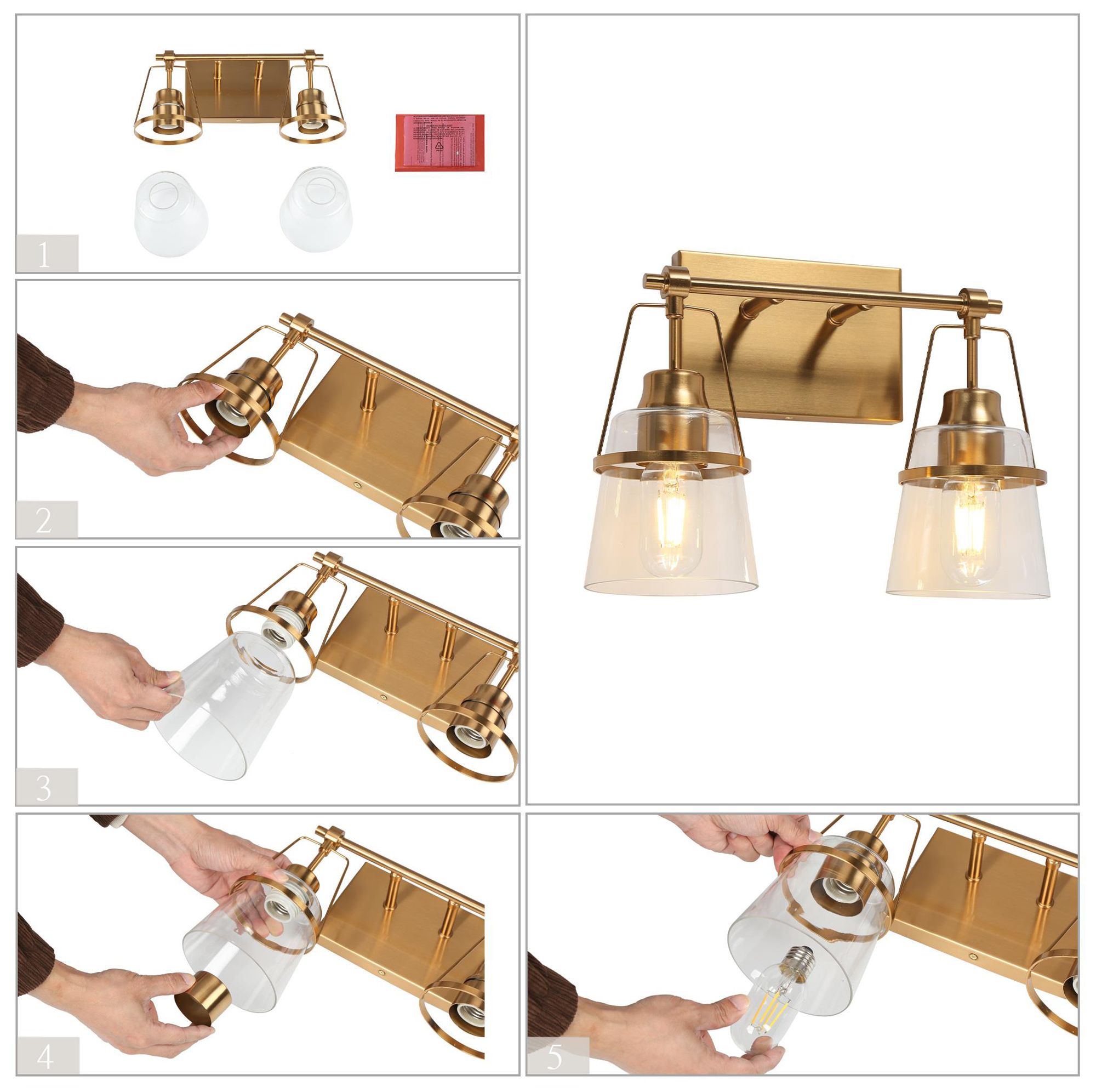 Dendro 2-Light 13.4" Wide Brass Bath Light