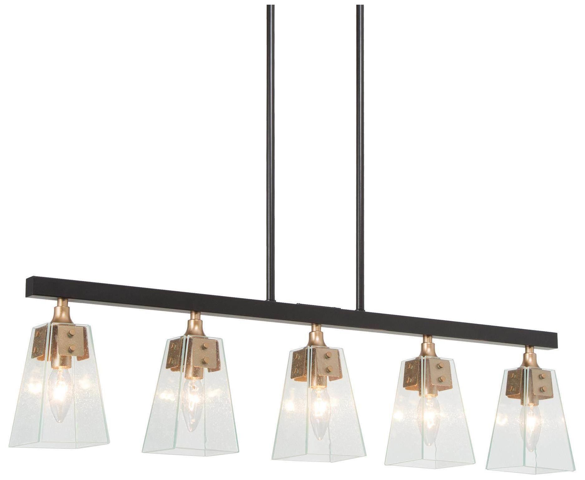 Image 2 Dendrophylax 34 1/4" Wide Black and Gold 5-Light Linear Chandelier