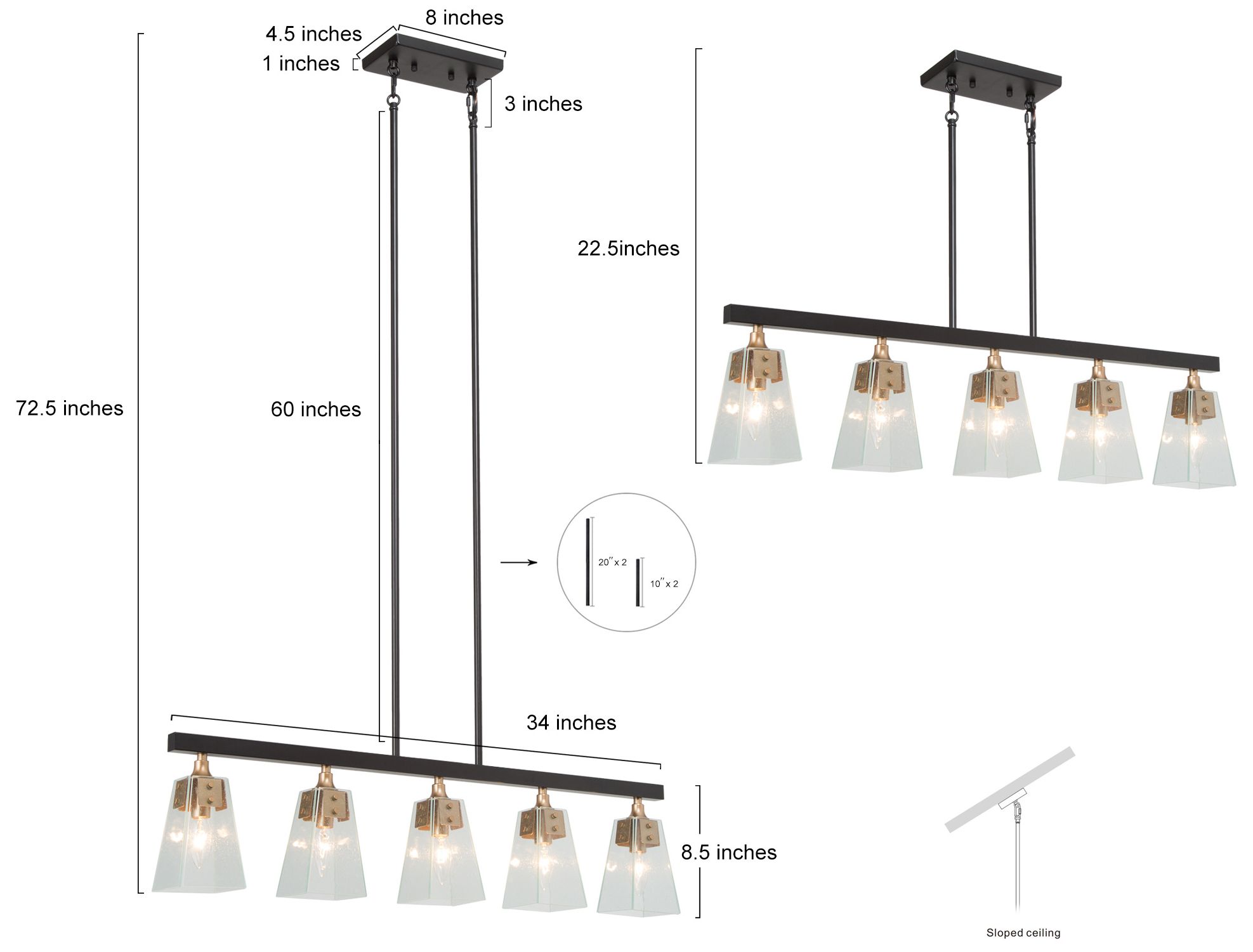 Image 5 Dendrophylax 34 1/4" Wide Black and Gold 5-Light Linear Chandelier more views