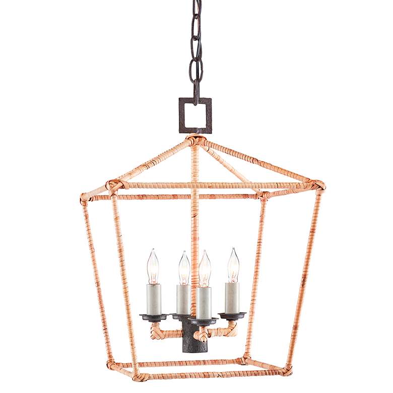Image 1 Denison 12 1/4" Wide Mole Black and Rattan 4-Light Pendant