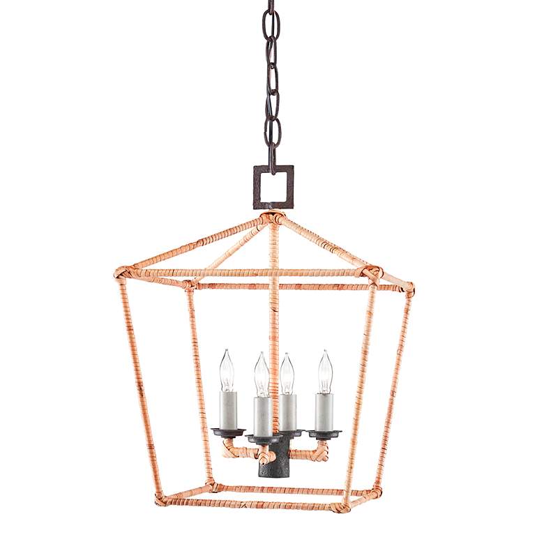 Image 3 Denison 12 1/4" Wide Mole Black and Rattan 4-Light Pendant more views