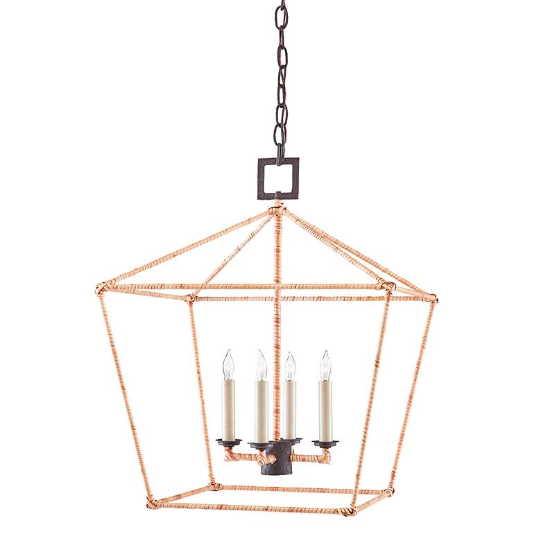 Image 3 Denison 18" Wide Mole Black and Rattan 4-Light Pendant more views