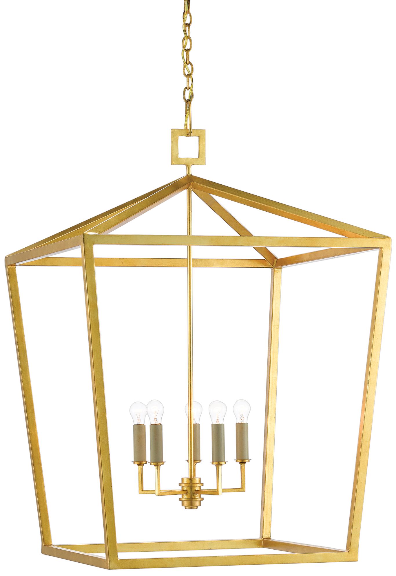 Image 2 Denison 26"W 4-Light Gold Leaf Lantern Pendant Chandelier