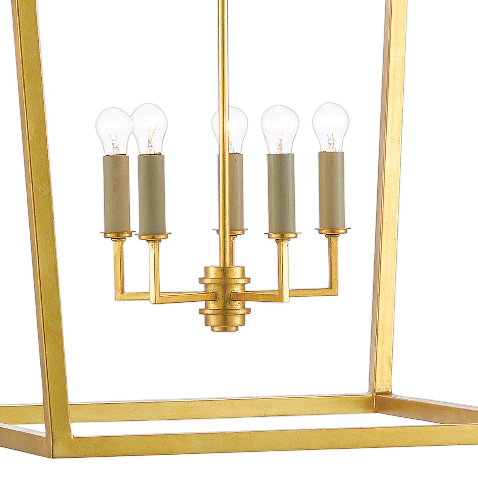 Image 3 Denison 26"W 4-Light Gold Leaf Lantern Pendant Chandelier more views