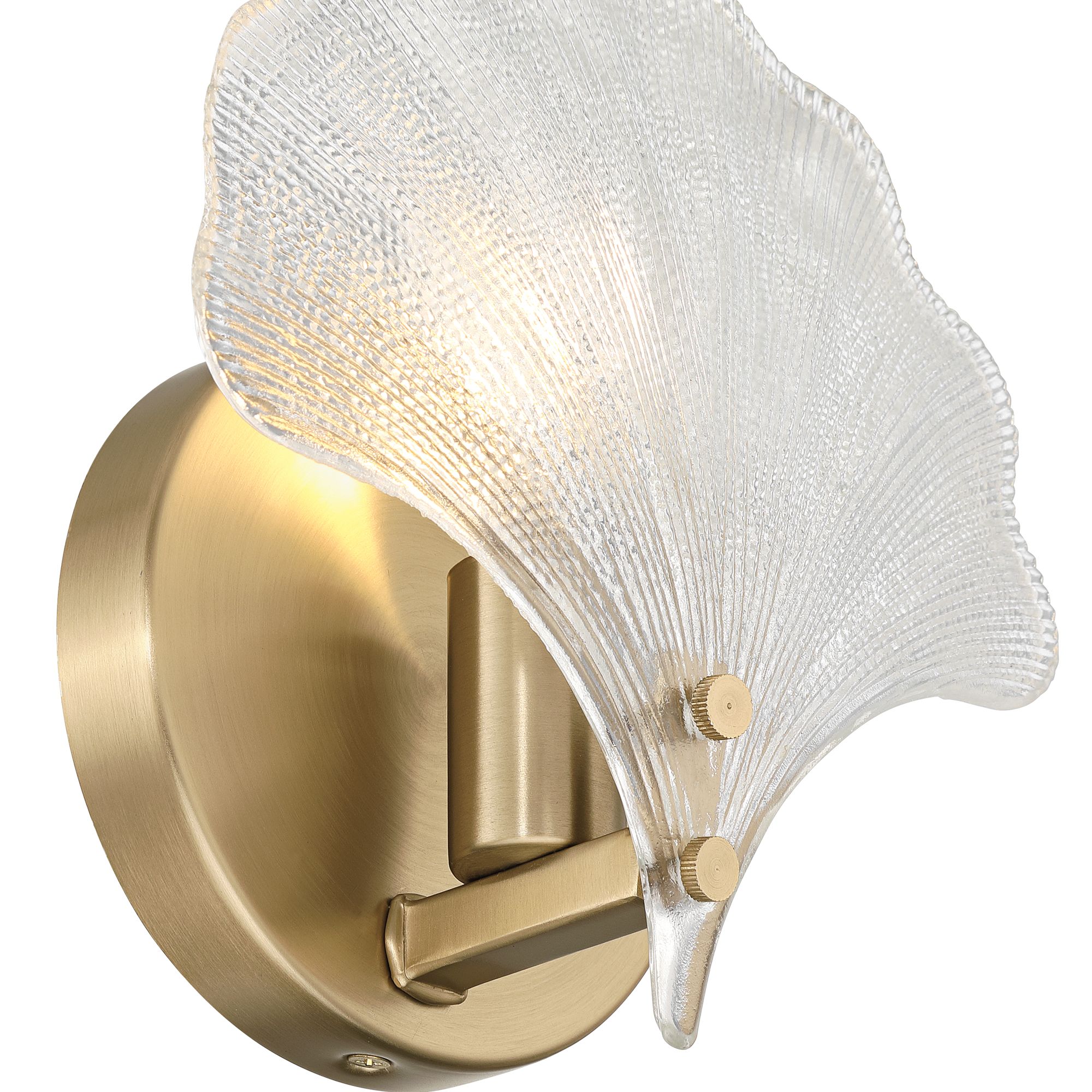 Image 4 Deniz 7 3/4" High Satin Brass and Glass Scallop Shell Wall Sconce more views