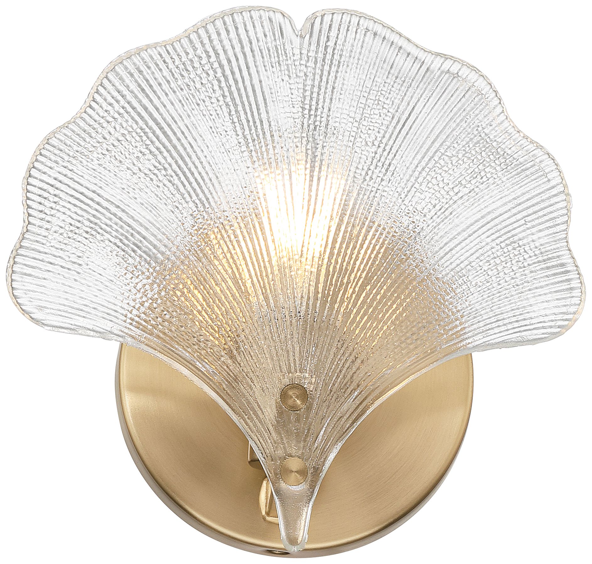 Image 5 Deniz 7 3/4" High Satin Brass and Glass Scallop Shell Wall Sconce more views