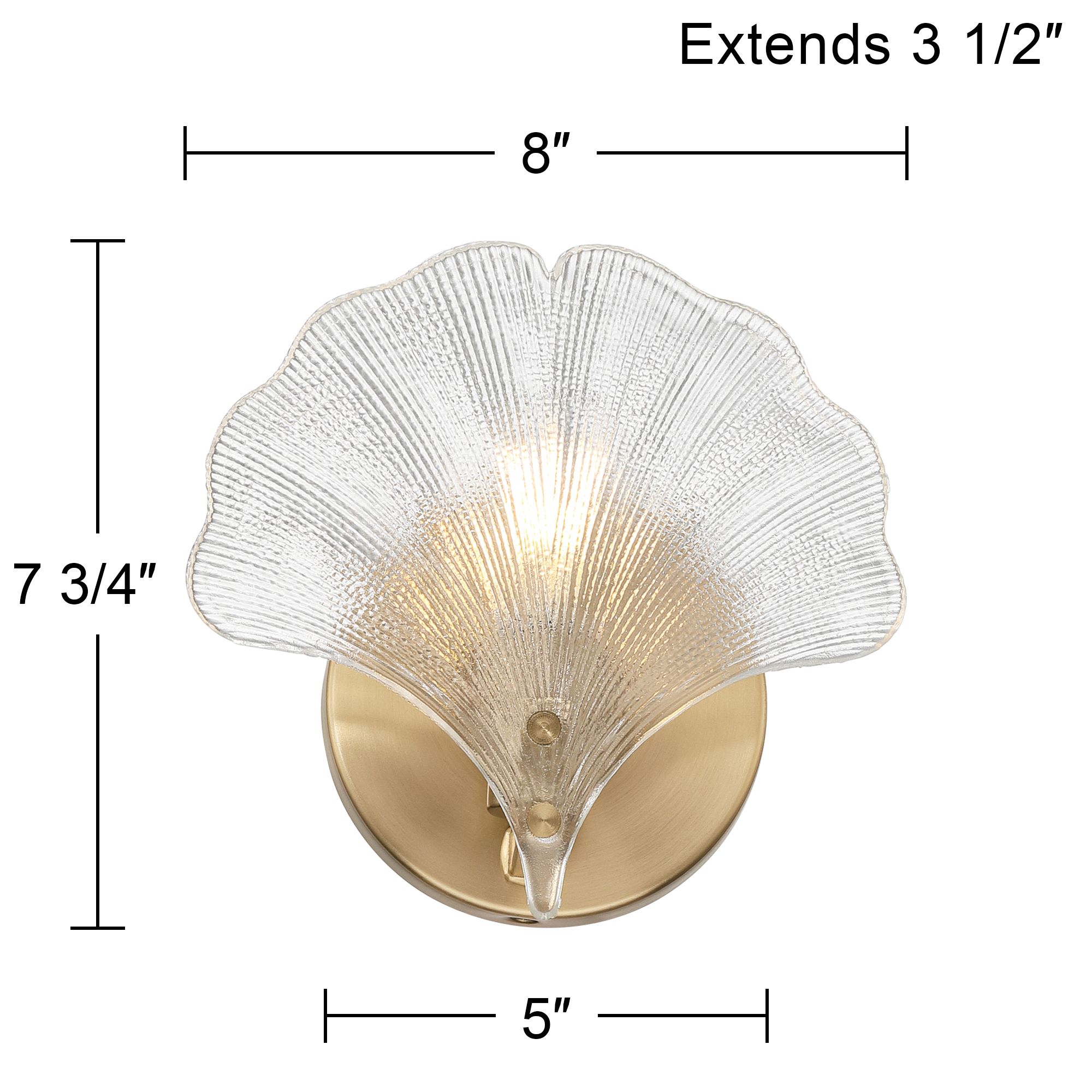 Deniz 7 3/4" High Satin Brass and Glass Scallop Shell Wall Sconce