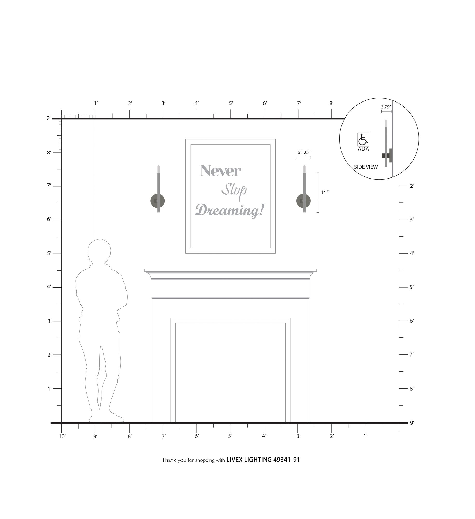 Denmark 1 Light Brushed Nickel ADA Single Sconce