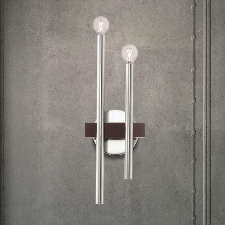 Image 1 Denmark 18" High Brushed Nickel 2-Light Wall Sconce