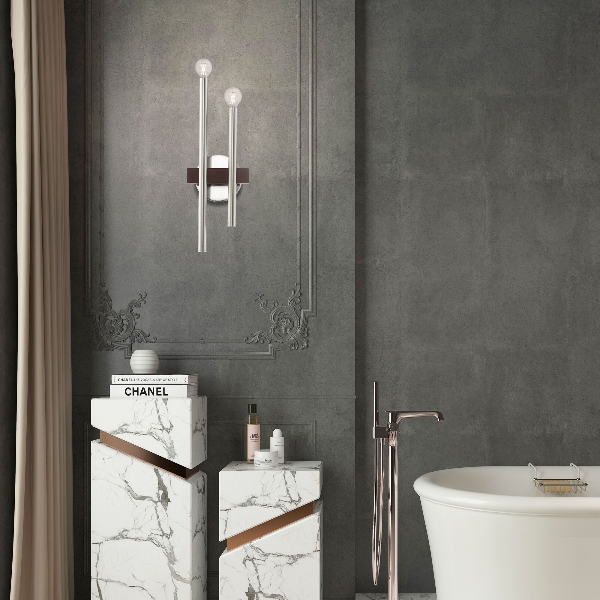 Denmark 18" High Brushed Nickel 2-Light Wall Sconce