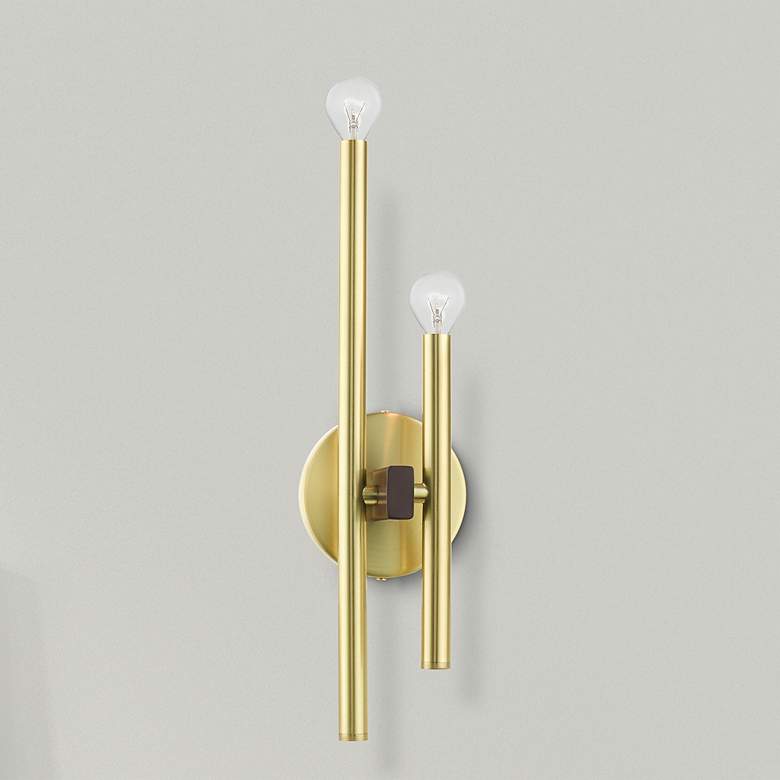 Image 1 Denmark 2 Light Satin Brass ADA Double Sconce
