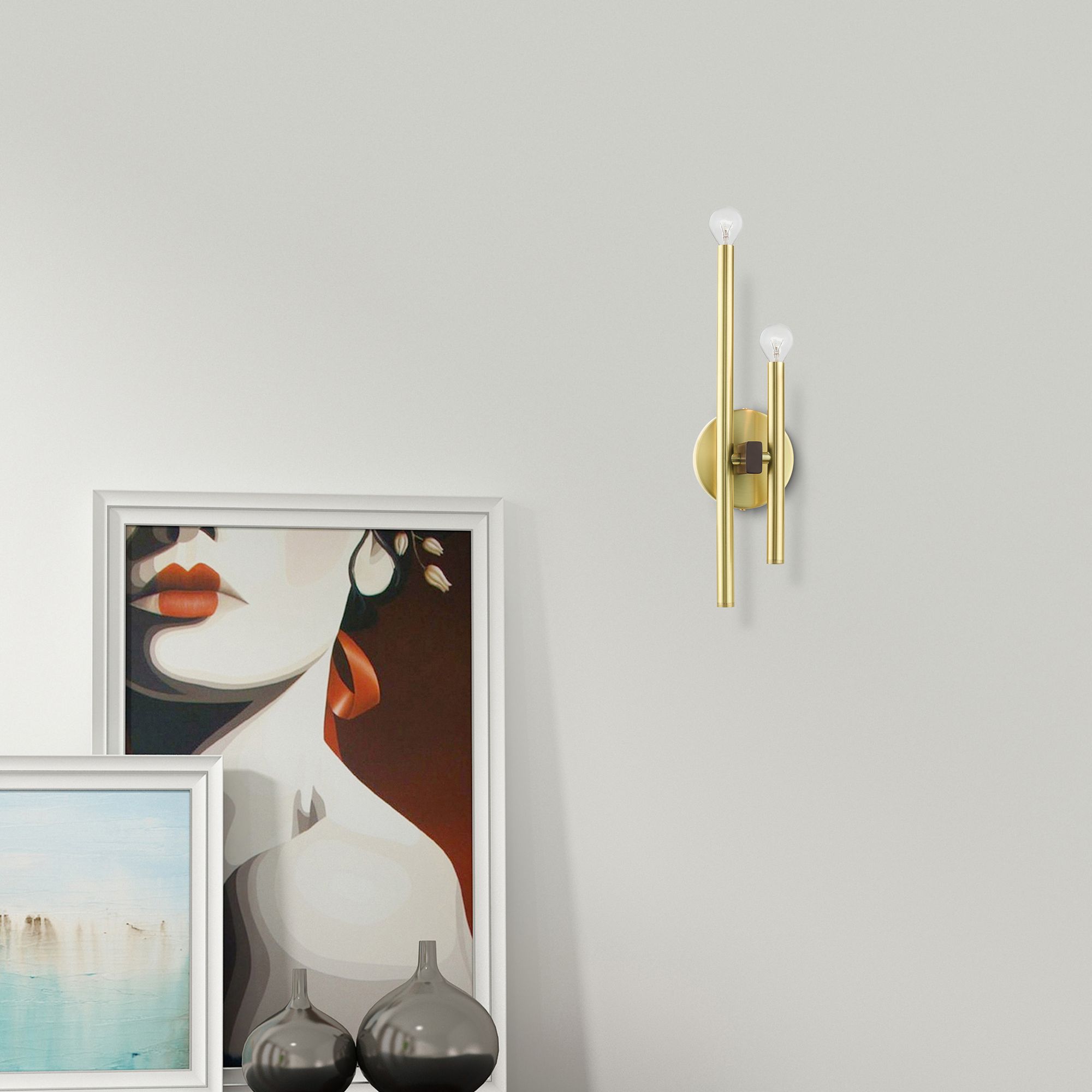 Denmark 2 Light Satin Brass ADA Double Sconce