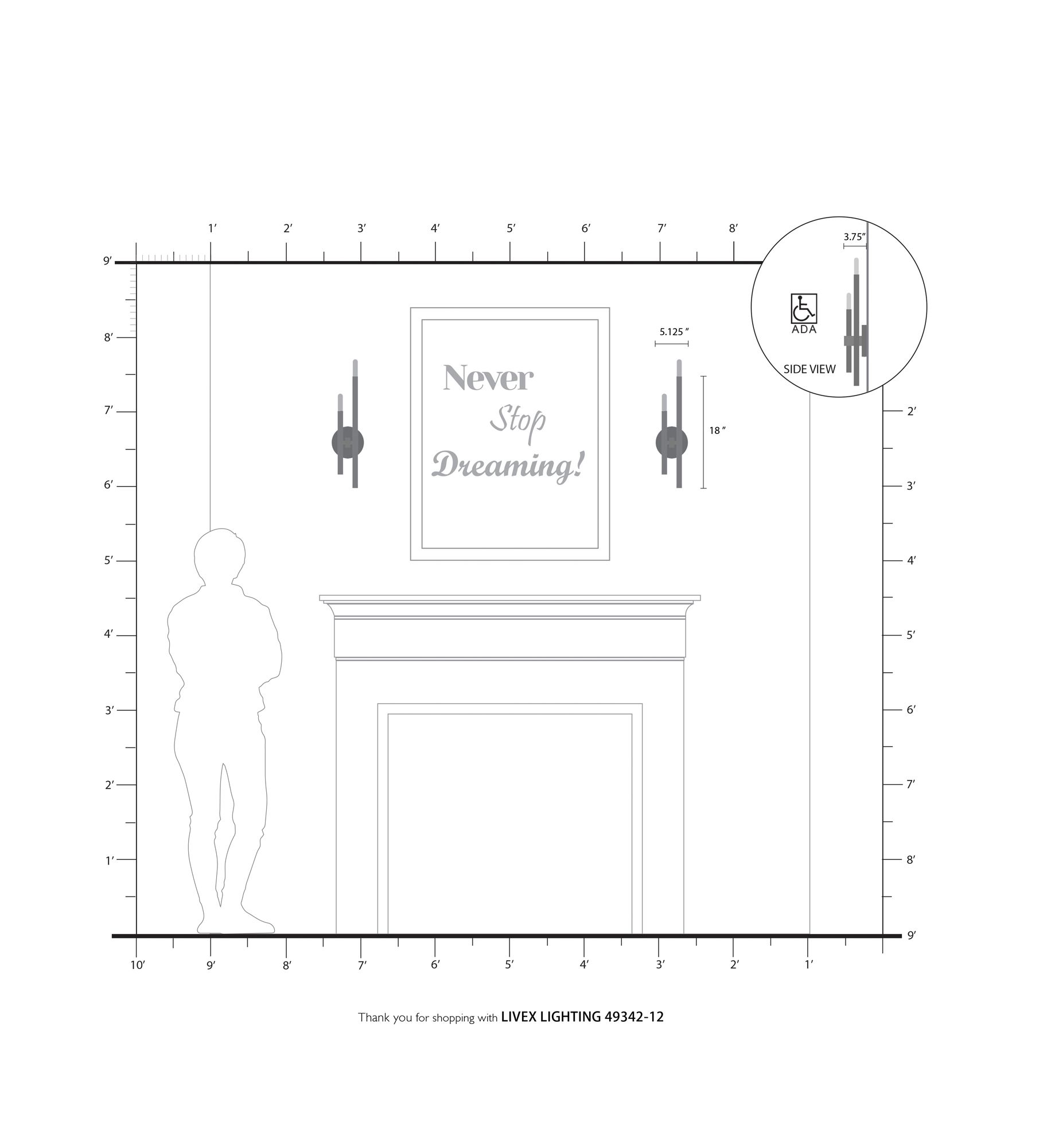 Denmark 2 Light Satin Brass ADA Double Sconce