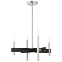 Denmark 20"W Brushed Nickel with Black 4-Light Chandelier