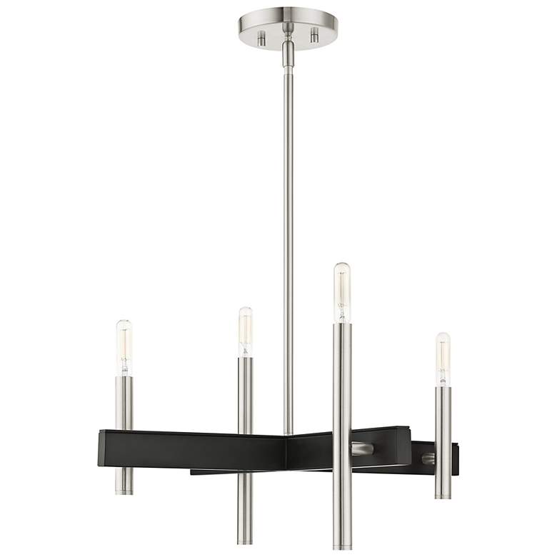 Image 5 Denmark 20"W Brushed Nickel with Black 4-Light Chandelier more views