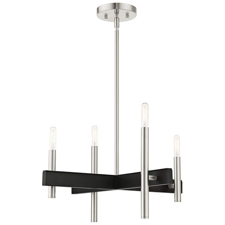 Image 6 Denmark 20"W Brushed Nickel with Black 4-Light Chandelier more views