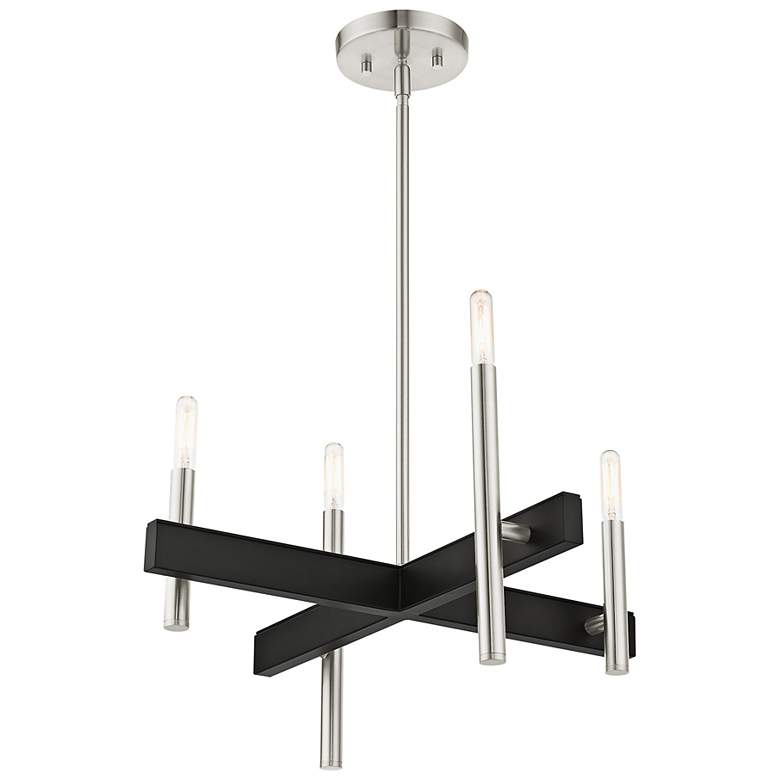 Image 7 Denmark 20"W Brushed Nickel with Black 4-Light Chandelier more views