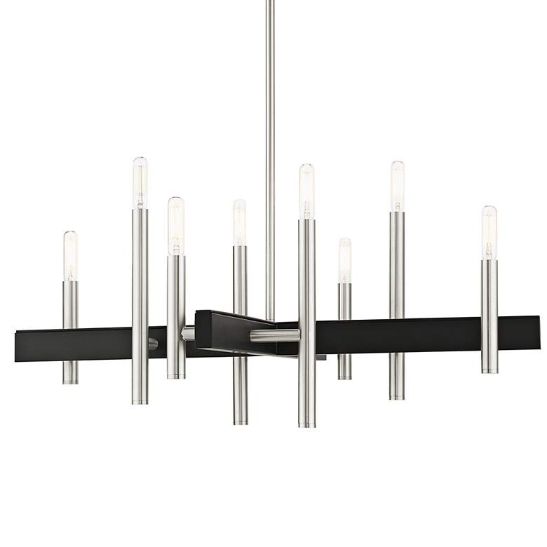 Image 3 Denmark 28"W Brushed Nickel with Black 8-Light Chandelier