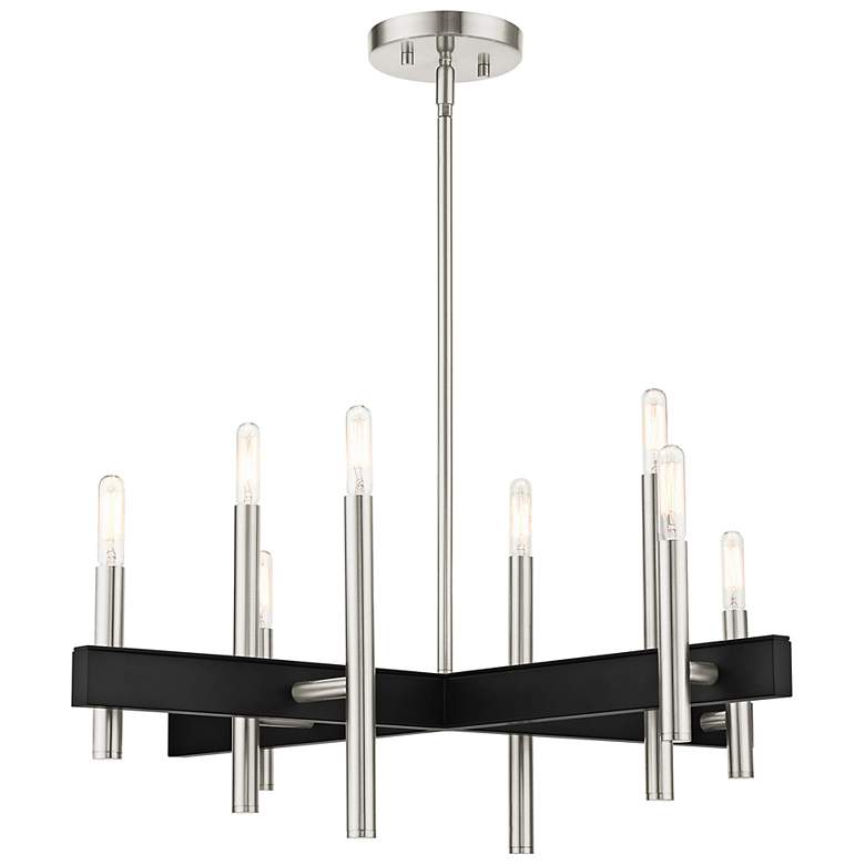 Image 7 Denmark 28"W Brushed Nickel with Black 8-Light Chandelier more views