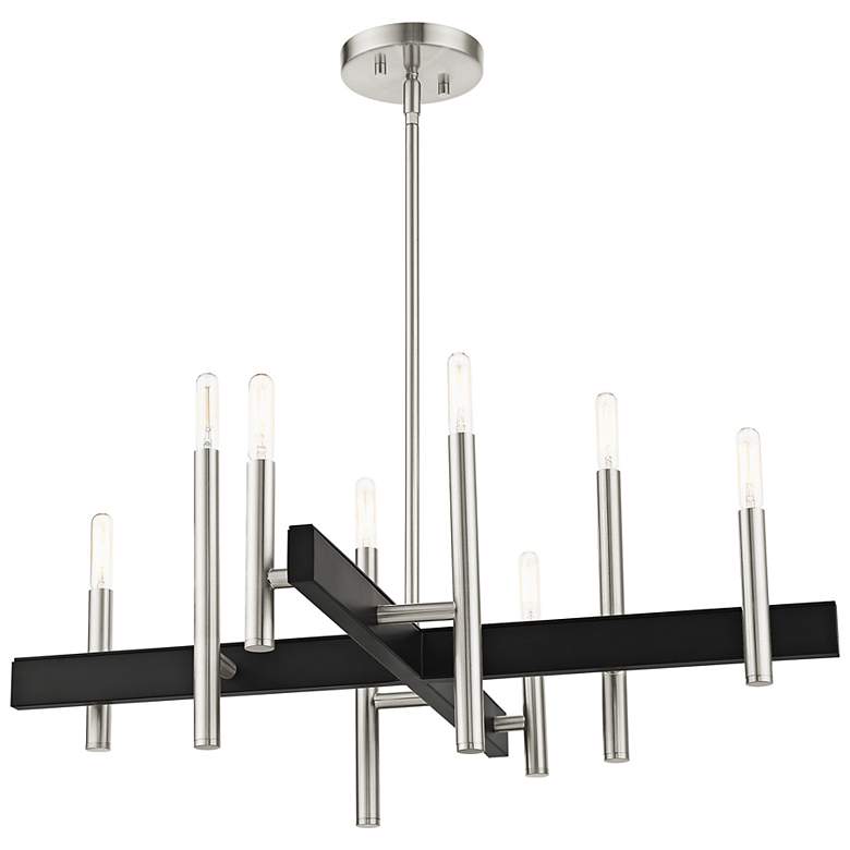 Image 7 Denmark 28"W Brushed Nickel with Black 8-Light Chandelier more views