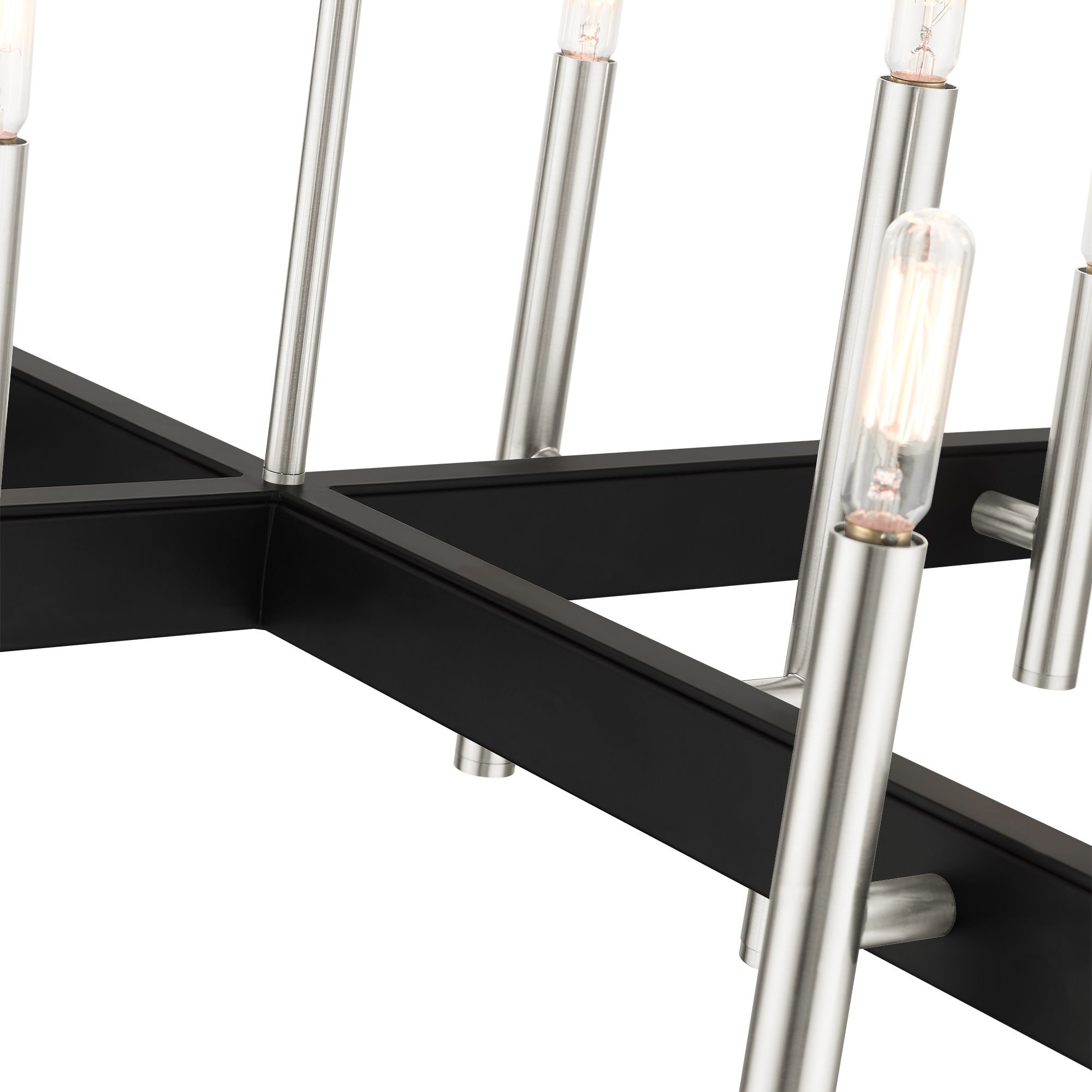 Denmark 28"W Brushed Nickel with Black 8-Light Chandelier in scene