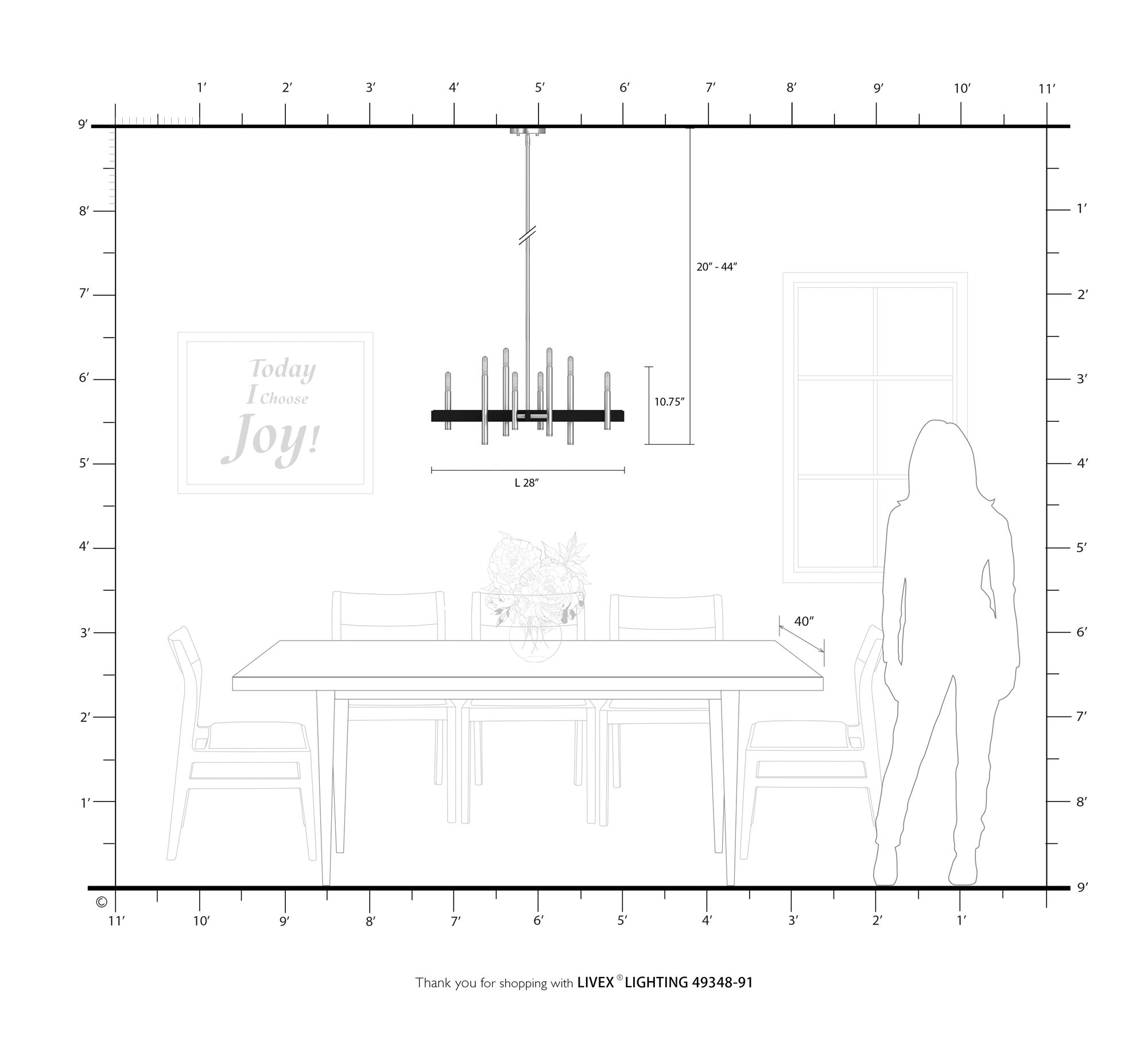 Denmark 28"W Brushed Nickel with Black 8-Light Chandelier in scene