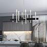 Denmark 28"W Brushed Nickel with Black 8-Light Chandelier in scene