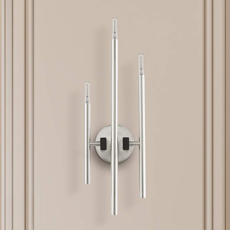 Image 1 Denmark 3 Light Brushed Nickel ADA Triple Sconce