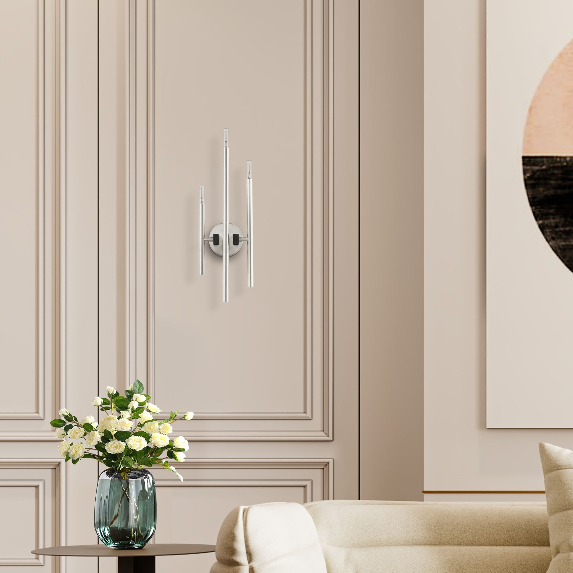 Denmark 3 Light Brushed Nickel ADA Triple Sconce