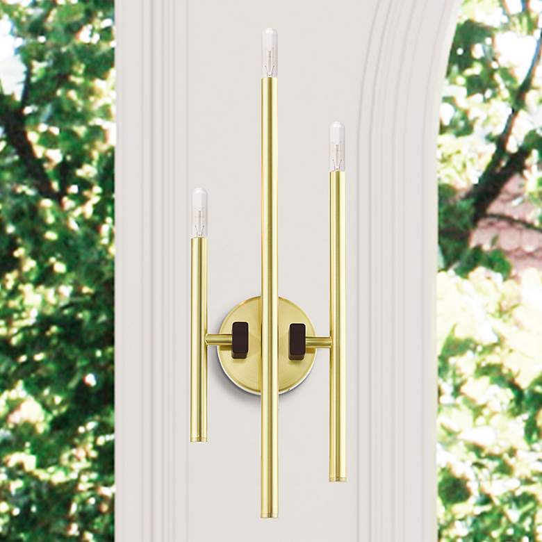 Image 1 Denmark 3 Light Satin Brass ADA Triple Sconce